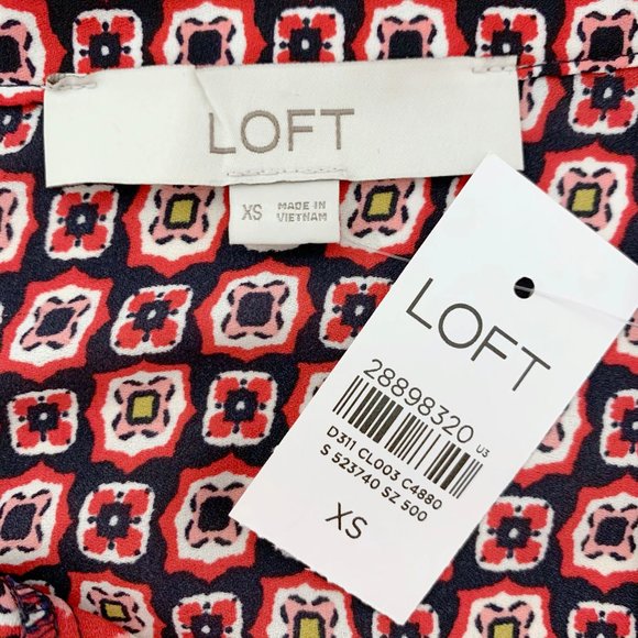 Ann Taylor LOFT Mixed Mosaic Split Neck Blouse - Picture 4 of 7